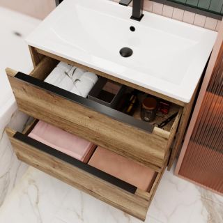 Тумба под раковину La Fenice Tesoro FNC-01-TES-DGT-80-2 Б Дуб галифакс табак 80 см